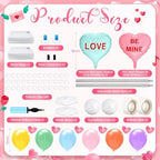 2 Set Valentines Day Balloon Column Stand Kit with 2 Candy Pastel Heart Love Foil Balloons, Valentines Day Arch, alternate