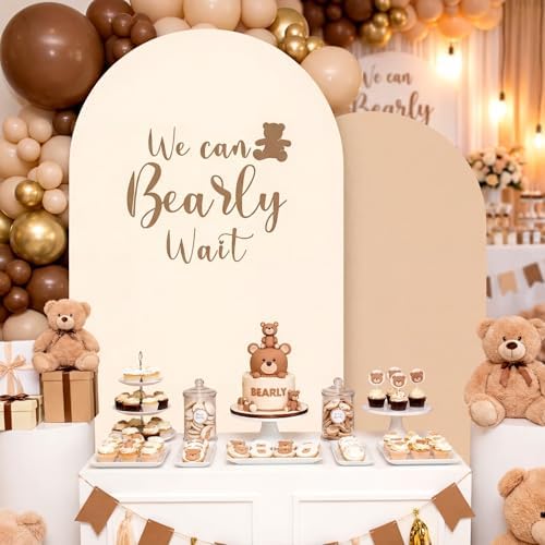 2 Set We Can Bearly Wait Arch Backdrop Cover 7.2ft 6.6ft in 87 x 47 inch in Brown