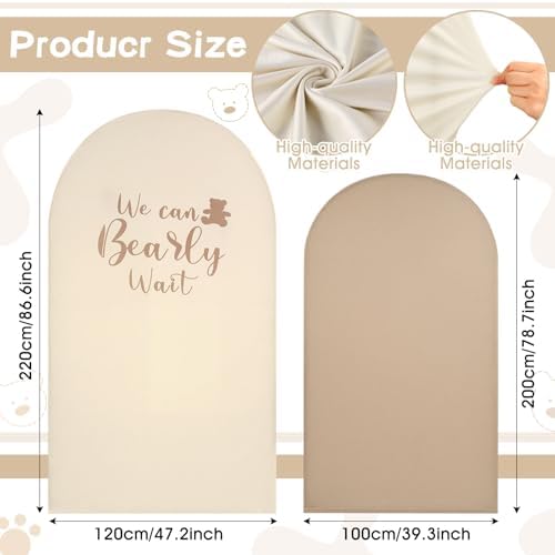 2 Set We Can Bearly Wait Arch Backdrop Cover 7.2ft 6.6ft in 87 x 47 inch in Brown, alternate view 2