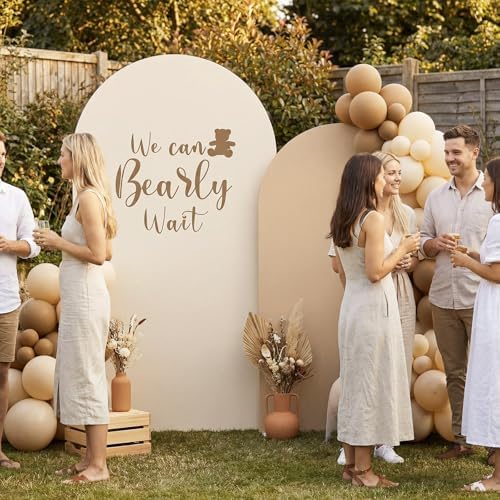 2 Set We Can Bearly Wait Arch Backdrop Cover 7.2ft 6.6ft in 87 x 47 inch in Brown, alternate view 4