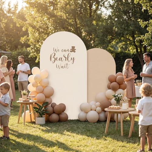 2 Set We Can Bearly Wait Arch Backdrop Cover 7.2ft 6.6ft in 87 x 47 inch in Brown, alternate view 6