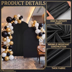2 Set Wedding Arch Cover Black Ripple & Solid Stretchy Backdrop Cover in 7.2 ft & 6.6 ft in Black, alternate view 3