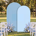 2 Set Wedding Arch Cover Blue Ripple & Solid Color Stretchy Backdrop Cover in 7.2 ft & 6.6 ft in Blue