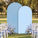 2 Set Wedding Arch Cover Blue Ripple & Solid Color Stretchy Backdrop Cover in 7.2 ft & 6.6 ft in Blue
