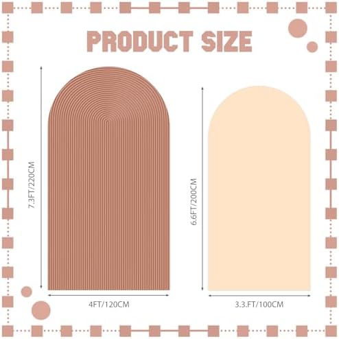 2 Set Wedding Arch Cover, Boho Ripple & Solid Stretchy Backdrop Cover in 7.2 ft & 6.6 ft in Boho Color, alternate view 2
