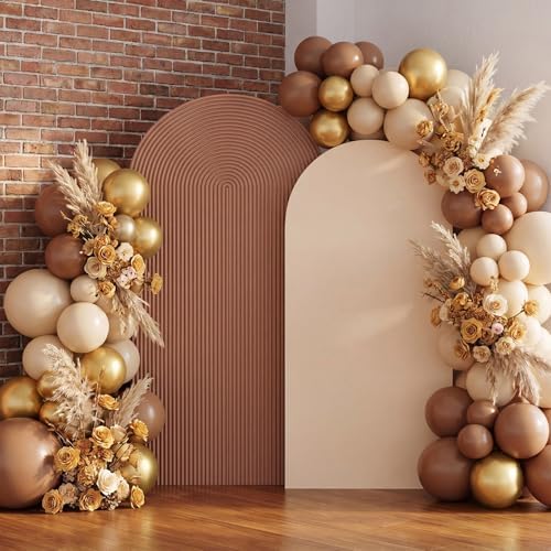 2 Set Wedding Arch Cover, Boho Ripple & Solid Stretchy Backdrop Cover in 7.2 ft & 6.6 ft in Boho Color, alternate view 4