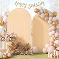 2 Set Wedding Arch Cover, Champagne Ripple & Solid Stretchy Backdrop Cover in 7.2 ft, 6.6 ft in Champagne