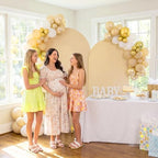 2 Set Wedding Arch Cover, Champagne Ripple & Solid Stretchy Backdrop Cover in 7.2 ft, 6.6 ft in Champagne, alternate view 5