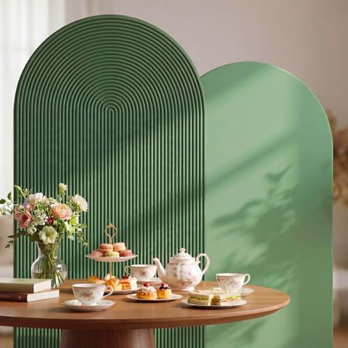2 Set Wedding Arch Cover Green Ripple & Solid Color Stretchy Backdrop Cover in 7.2 ft in Green