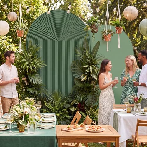 2 Set Wedding Arch Cover Green Ripple & Solid Color Stretchy Backdrop Cover in 7.2 ft in Green, alternate view 3