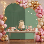 2 Set Wedding Arch Cover Green Ripple & Solid Color Stretchy Backdrop Cover in 7.2 ft in Green, alternate view 4