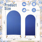 2 Set Wedding Arch Cover Navy Blue Ripple & Solid Stretchy Backdrop Cover in 7.2 ft & 6.6 ft in Navy Blue, alternate view 2