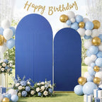 2 Set Wedding Arch Cover Navy Blue Ripple & Solid Stretchy Backdrop Cover in 7.2 ft & 6.6 ft in Navy Blue, alternate view 3