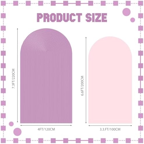 2 Set Wedding Arch Cover Pink Purple Ripple & Solid Stretchy Backdrop Cover in Pink, Purple, alternate view 2