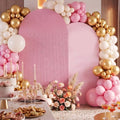 2 Set Wedding Arch Cover Pink Ripple & Solid Color Stretchy Backdrop Cover in 7.2 ft & 6.6 ft in Pink