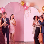 2 Set Wedding Arch Cover Pink Ripple & Solid Color Stretchy Backdrop Cover in 7.2 ft & 6.6 ft in Pink, alternate view 3
