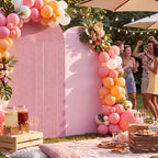2 Set Wedding Arch Cover Pink Ripple & Solid Color Stretchy Backdrop Cover in 7.2 ft & 6.6 ft in Pink, alternate view 4