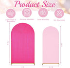 2 Set Wedding Arch Cover Rose Red Pink Ripple & Solid Backdrop Cover in 7.2 ft & 6.6 ft in Rose Red, Pink, alternate view 2