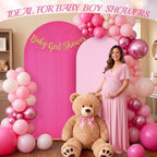 2 Set Wedding Arch Cover Rose Red Pink Ripple & Solid Backdrop Cover in 7.2 ft & 6.6 ft in Rose Red, Pink, alternate view 6