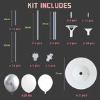 2 Set Wedding Balloon Column Kit with Stand Base for Party in 2 Count (Pack of 1) in Silver White, alternate view 3