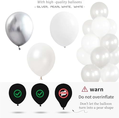 2 Set Wedding Balloon Column Kit with Stand Base for Party in 2 Count (Pack of 1) in Silver White, alternate view 4