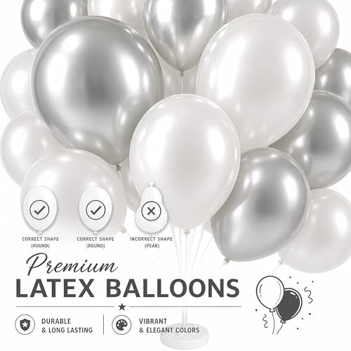 2 Set Wedding Balloon Column Kit with Stand Base for Party in 2 Count (Pack of 1) in Silver White, alternate view 6