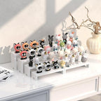 2 Set White Wood Tiered Riser Display Stands for Vendor Events, Stackable Wooden Cupcake Stand, Farmhouse Decor, alternate