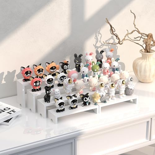 2 Set White Wood Tiered Riser Display Stands for Vendor Events, Stackable Wooden Cupcake Stand, Farmhouse Decor, alternate
