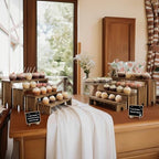 2 Set Wide Acacia Wood Tiered Display Stands, Cupcake Stand Buffet Risers in Acacia Wood, alternate view 2