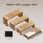 2 Set Wide Wood Tiered Display Stands, Dessert Stands Buffet Risers in Light Charred Wood, alternate view 3