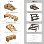 2 Set Wide Wood Tiered Display Stands, Dessert Stands Buffet Risers in Light Charred Wood, alternate view 6