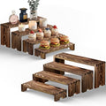 2 Set Wood Risers Tiered Display Stands Wooden Cupcake Stand Large Perfume Organizer Stackable Food Display