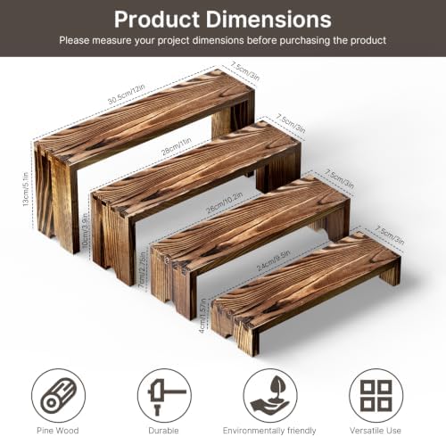 2 Set Wood Risers Tiered Display Stands Wooden Cupcake Stand Large Perfume Organizer Stackable Food Display, alternate view 2