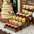 2 Set Wood Risers Tiered Display Stands Wooden Cupcake Stand Large Perfume Organizer Stackable Food Display, alternate view 3