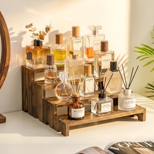 2 Set Wood Risers Tiered Display Stands Wooden Cupcake Stand Large Perfume Organizer Stackable Food Display, alternate view 6