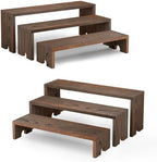 2 Set Wooden Cupcake Stand for Decor, 3 Tiered Display Risers in Dark Brown