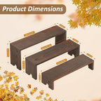 2 Set Wooden Cupcake Stand for Decor, 3 Tiered Display Risers in Dark Brown, alternate view 3