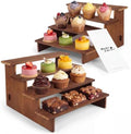 2 Set Wooden Cupcake Stand, Tiered Risers Display Stands, M in Brown