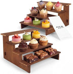 2 Set Wooden Cupcake Stand, Tiered Risers Display Stands, M in Brown