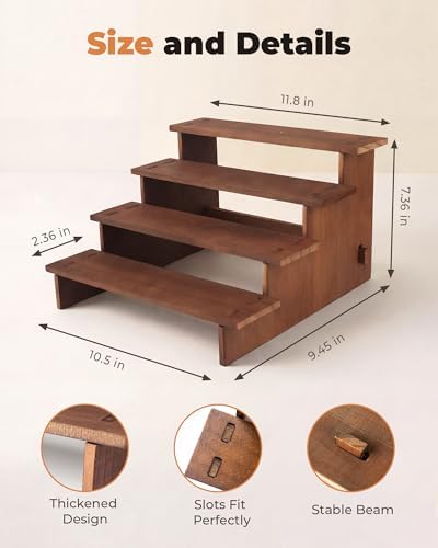 2 Set Wooden Cupcake Stand, Tiered Risers Display Stands, M in Brown, alternate view 2