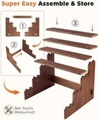2 Set Wooden Cupcake Stand, Tiered Risers Display Stands, M in Brown, alternate view 5