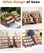 2 Set Wooden Cupcake Stand, Tiered Risers Display Stands, M in Brown, alternate view 6