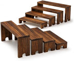 2 Set Wooden Risers Display Stands, Cupcake Stand for Vendor Events in brown