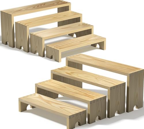 2 Set Wooden Tiered Risers Display Stands for Vendor Events, Stackable Wood Cupcake Display Stand, Farmhouse