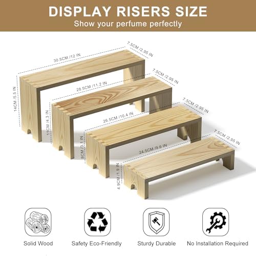 2 Set Wooden Tiered Risers Display Stands for Vendor Events, Stackable Wood Cupcake Display Stand, Farmhouse, alternate view