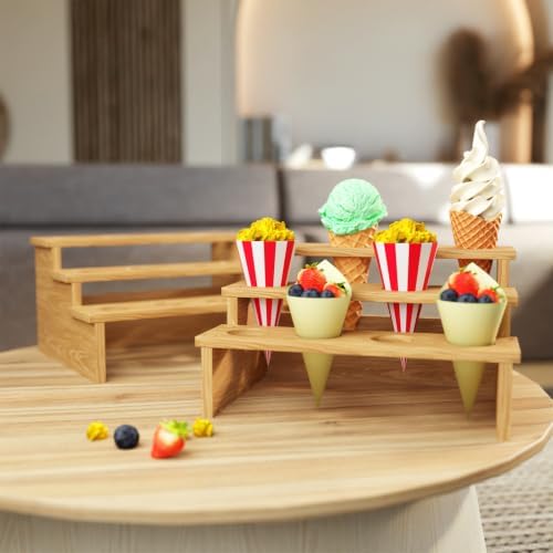 2 Set Wooden Waffle Ice Cream Cone Holder Stand (Cone Holder - 1.18" HoleDia) in Cone Holder - 1.18"HoleDia, alternate view 2
