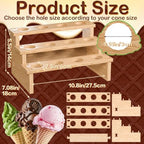 2 Set Wooden Waffle Ice Cream Cone Holder Stand (Cone Holder - 1.18" HoleDia) in Cone Holder - 1.18"HoleDia, alternate view 3