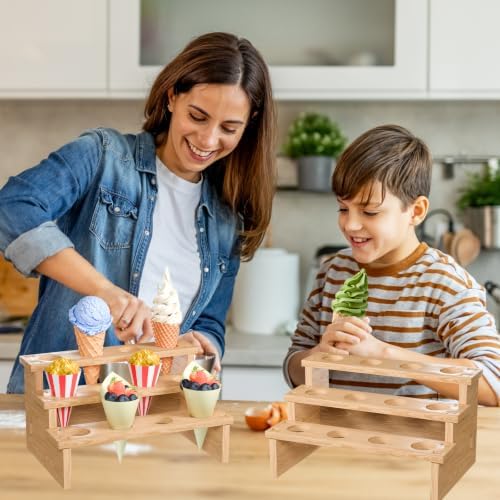 2 Set Wooden Waffle Ice Cream Cone Holder Stand (Cone Holder - 1.18" HoleDia) in Cone Holder - 1.18"HoleDia, alternate view 7