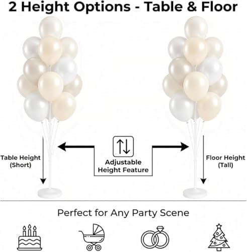 2 Sets 10" White Balloon Column Stand Kit With Base For Party in 2 Count (Pack of 1) in Pearl Ivory White, alternate view 3