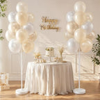 2 Sets 10" White Balloon Column Stand Kit With Base For Party in 2 Count (Pack of 1) in Pearl Ivory White, alternate view 6